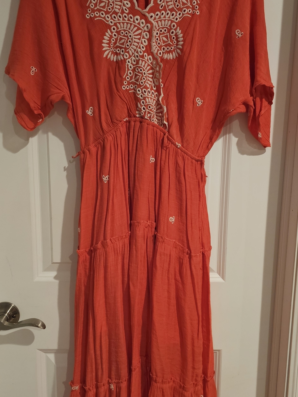 Red Embroidered Maxi Dress by